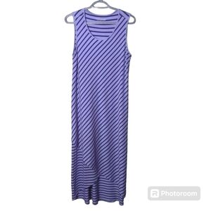 Soft Surroundings Sarina Maxi Dress Purple Stripe Size Small Tulip Hem Modal